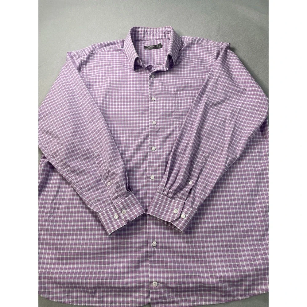 Oak Hill Premium Mens Gingham Non Iron Button Down Shirt 18 36/37 T - Picture 2 of 16